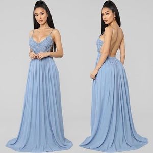 Fashion Nova Ancient Rome Dress Denim Blue Size S